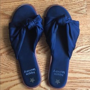 Satin Navy Slides ⚡️